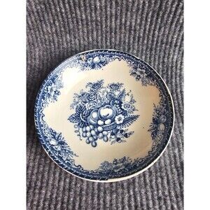 Vintage Blue Plate- Blue Stamp Japan-Rare Fruit & Flower Basket